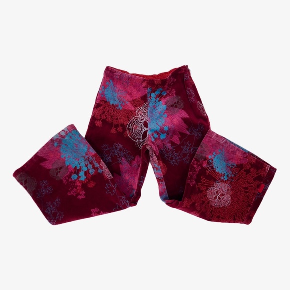 KENZO Bell Bottoms Wide Leg High Rise Velvet Abstract Size 5/6/7 Pants - Picture 3 of 9